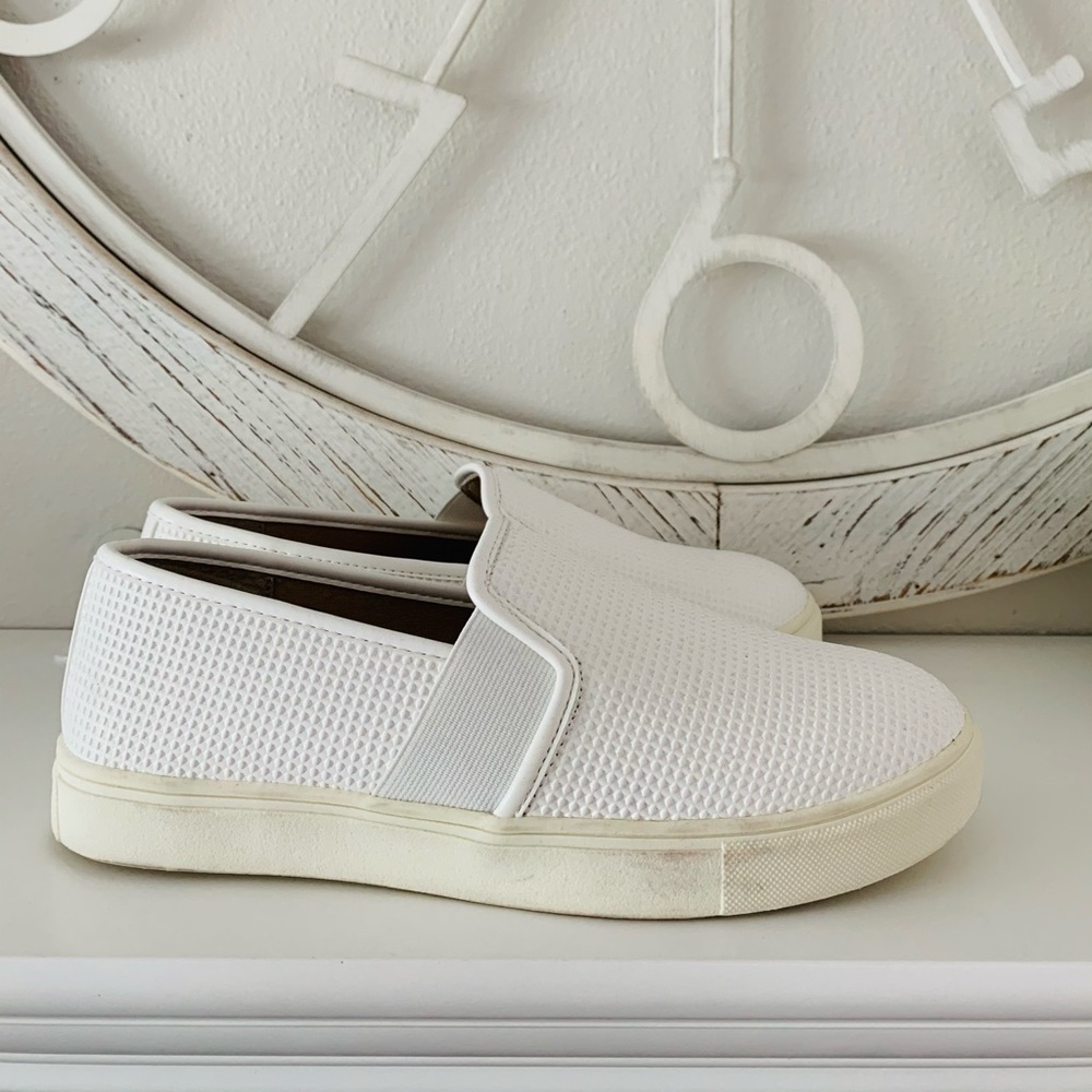 White slip on loafers